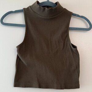 By Together Mock Turtleneck Sleeveless Crop Top in Hunter Green - size S/M